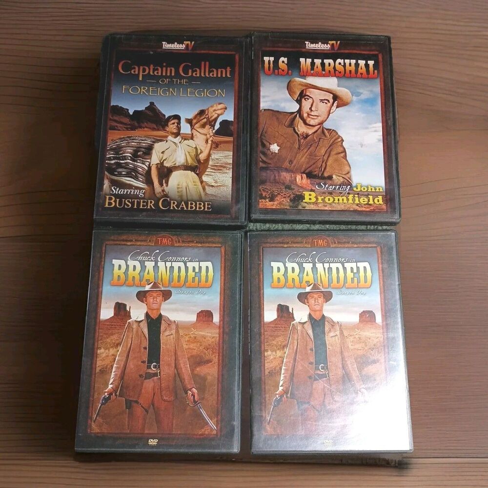 Western DVD Movie Lot Of 4 - Feat. Branded, CPT. Gallant, And U.S. Marshall